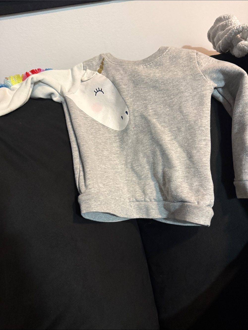 Carter's Light Gray Unicorn Sweatshirt with Rainbow Mane